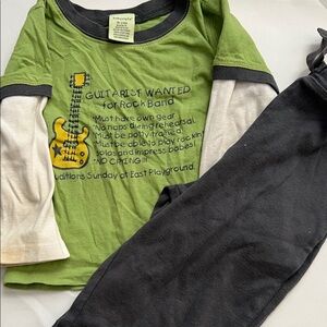 Kids Green and Black Guitar Graphic Long Sleeve Tee